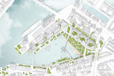 Rajz a rotterdami Rijnhaven  masterplanjához. Forrás: Barcode Architects