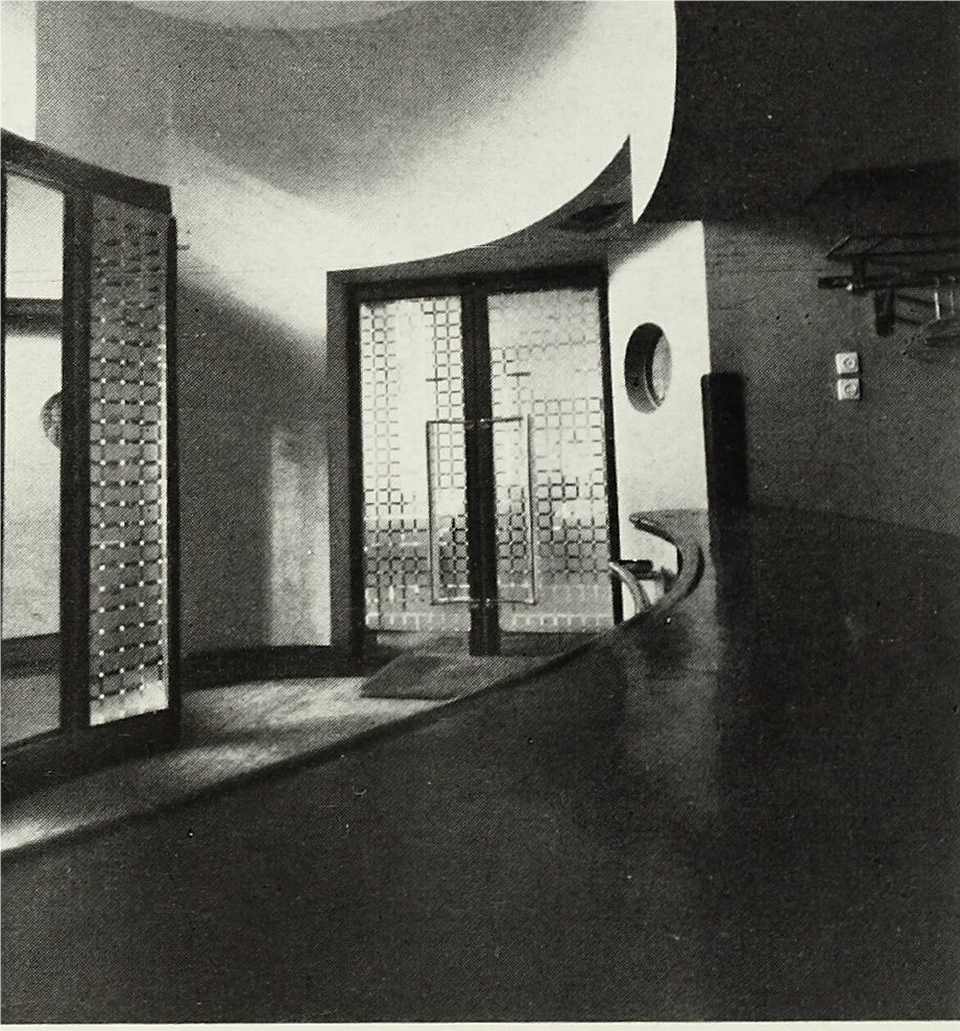 Elysée Kávéház belső kialakítása a MÁK palota földszinti helyiségeiben, 1938 - terv: Málnai Béla