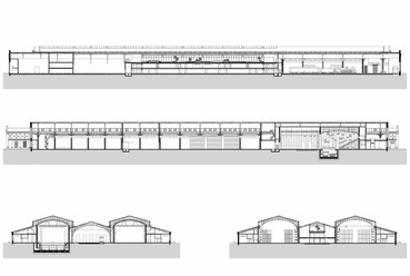 Operaház Eiffel Műhelyház és Próbacentrum, metszet - terv: Marosi Miklós / KÖZTI 