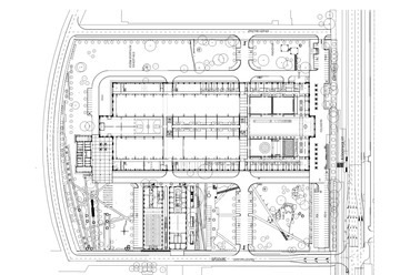 Operaház Eiffel Műhelyház és Próbacentrum, alaprajz földszint - terv: Marosi Miklós / KÖZTI 