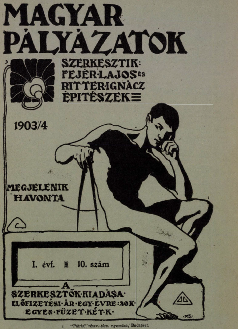 A Magyar Pályázatok 10. számának címoldala 1903-ban (Arcanum Digitális Tudománytár)