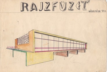 Az első lap, amelyre a büszke RAJZFÜZET felirat is felkerült, egy étterem tervével 1961-ből.