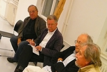 A MOME építészeti képzésének oktatói 2010-ben: Janáky István, Turányi Gábor, Nagy Tamás, Kapy Jenő, Göde András. Fotó: Építészfórum