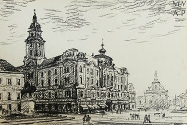 Nyikolaj Mihajlovics Nazarjin: Városháza, Pécs. 1958. szeptember 22. A Scsuszev Állami Építészeti Múzeum hozzájárulásával