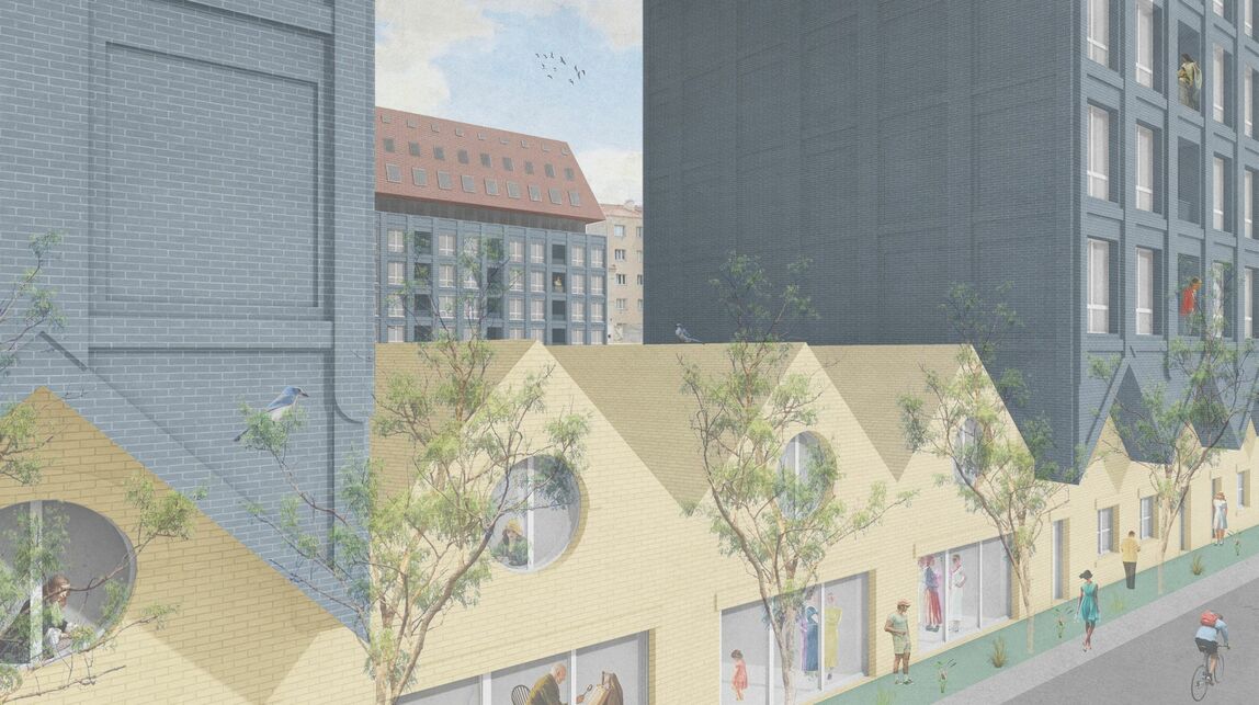 A Paradigma Ariadné 250 lakásos társasház terve a Residence Vysocany tervpályázaton