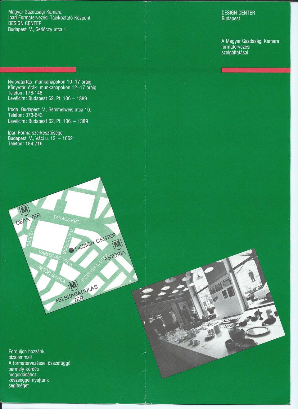 A Design Center tevékenységét bemutató leporelló, 1980-as évek vége. Forrás: a Design Center archívuma