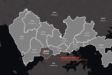 A tervezett előadóművészeti központ helyszíne Sencsen Futian negyedében. Forrás: szdesigncenter.org
