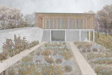 Megújulás háza, onkológiai központ a Svábhegyen, gyógyító kert –  terv: Zámbó Kamilla / BME Építészmérnöki Kar, Középülettervezési Tanszék