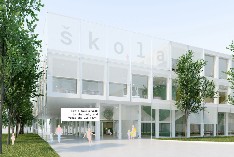 Általános iskola és óvoda Dolní Měcholupyban - az Építész Stúdió pályaműve