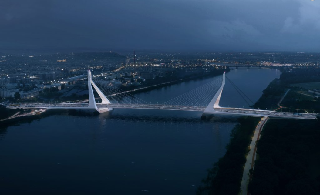 Új Duna-híd – tervező: UNStudio, BuroHappold. Kép: Budapest Fejlesztési Központ, ujdunahid.hu