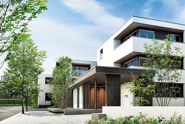 Háromemeletes lakáskomplexum - tervezte a Daiwa House Industry.
