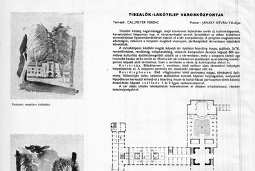 Callmeyer Ferenc Mesteriskolás munkáját bemutató oldal az 1955-ös Magyar Építőművészetből. Fotó: ADT Arcanum