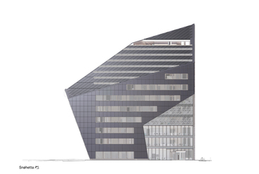 Powerhouse Telemark – tervező: Snøhetta, 2020., Porsgrunn, Norvégia – homlokzat