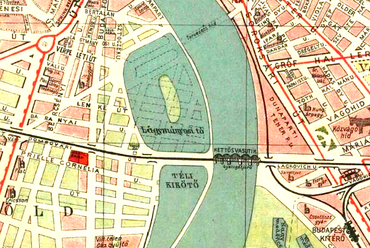 A még feltöltetlen Lágymányosi-tó, a Téli kikötő (mai Lágymányosi-öböl) és a Kopaszi-gát egy 1930-as Nagy-Budapest térképen. Forrás: Wikipédia