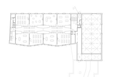 Het Vliegertje óvoda és általános iskola Deurne városában – 2. emelet alaprajz – Építész: BULK architecten