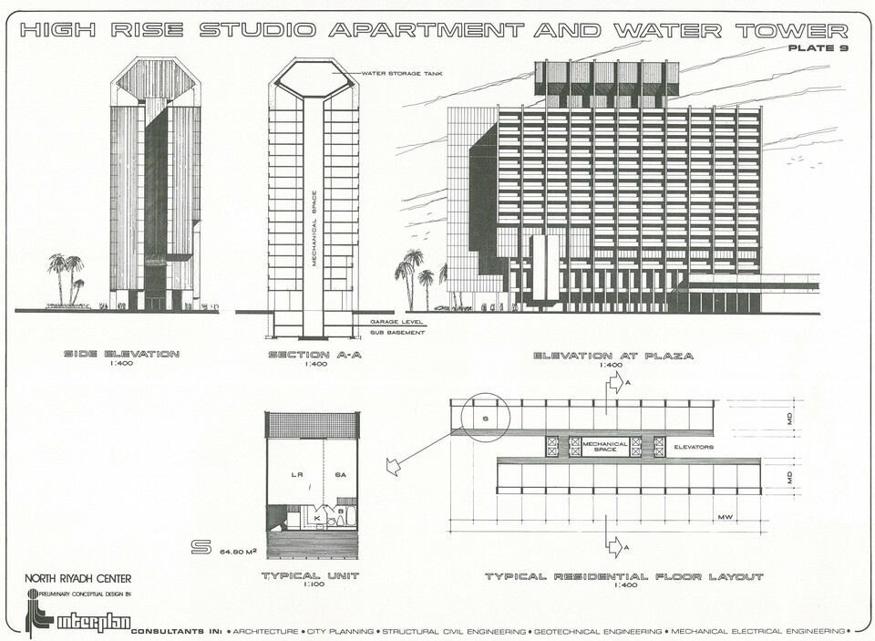 A Szaúd-Arábiába, Rijádba tervezett városnegyed tervei, 1977