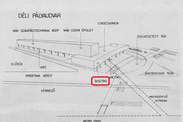 A bisztró helye a pályaudvaron, Magyar Építőipar 1977 (Virtuális Leletmentés- Kiscelli Múzeum, fotók: F. Szalatnyay Judit)