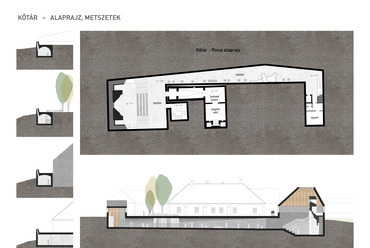  A CZITA Építész Iroda és az Open Air Design közös terve a jáki templomhoz tartozó épületegyüttes fejlesztésére. Kőtár