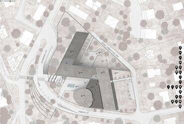 Az Egyheted Stúdió és a Zip Architects közös terve az MCC pályázatán. Helyszínrajz