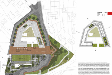 A Mathias Corvinus Collegium tervpályázatának egyik nyertese, a NAPUR archiect munkája. Helyszínrajz