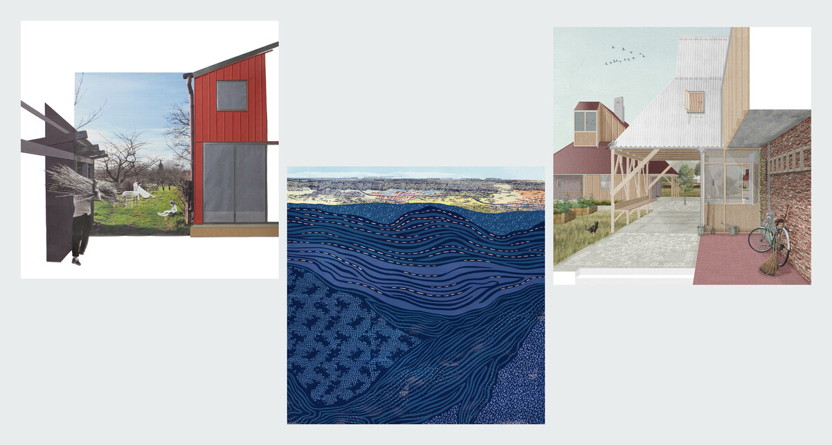 A Lengyel Pavilon Trouble in Paradise kiállítás projektjei, 2021 balról: Atelier Fanelsa: Village Commons, GUBAHÁMORI + Filip + Demeter László: The Sacred Species, Rural Office for Architecture: Społem © Zachęta — National Gallery of Art, Warsaw