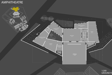 A Nép amfiteátruma – színház Burkinas Fasóban – Amfiteátrum, földszinti alaprajz – Tervező: Orosz Ádám