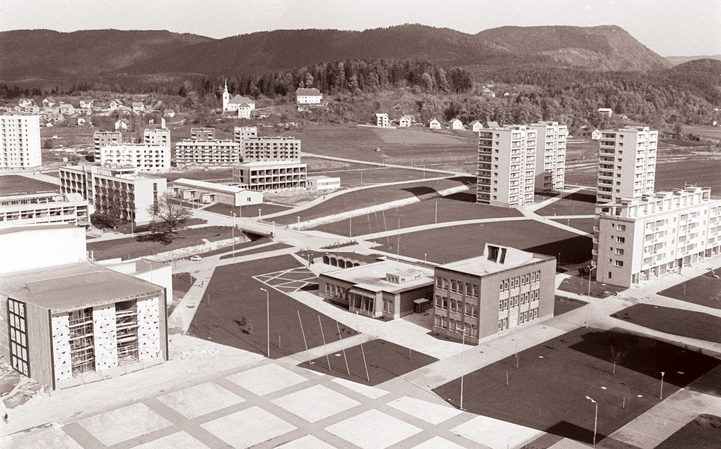 Velenje központja 1960-ban. Forrás: Joze Gal: Rudarsko naselje Velenje, 1960, október 27, commons.wikimedia.org, 2018