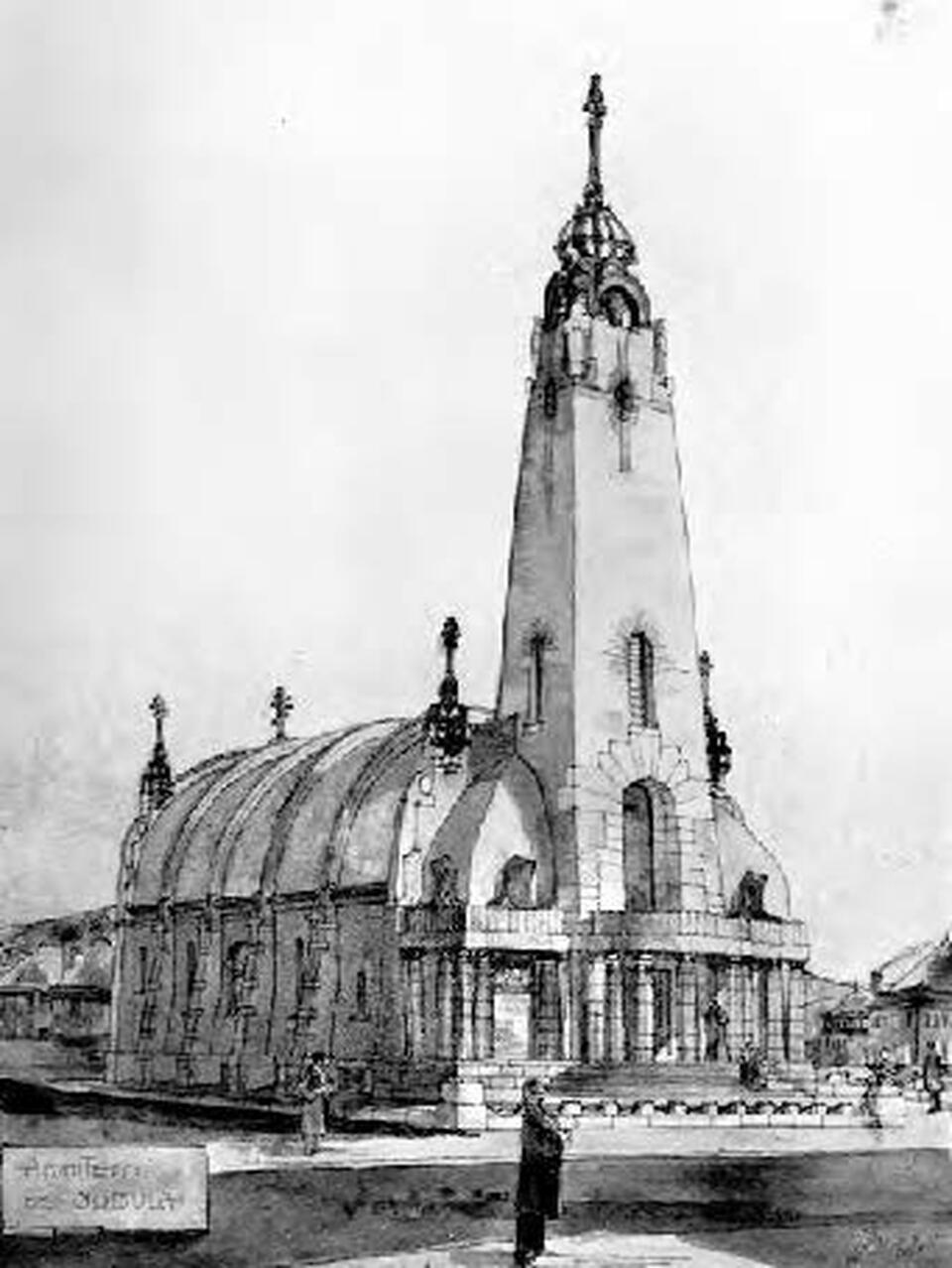 A pittsburgh-i Szent Miklós görögkatolikus templom terve 1903-ból, tervező: Bobula Titusz (PHLF News, 2013. december, 18. o.)