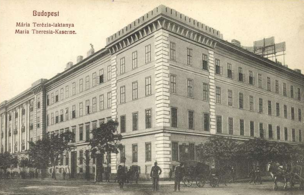 Budapest, Mária Terézia (később Kilián György) laktanya 1900 körül, tervező: Hild József (képeslap)