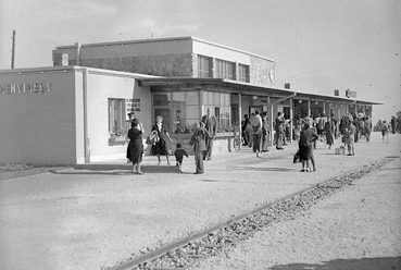 Mindössze 66 napig tartó építés után, 1948. augusztus 1-én nyílt meg a vasút első, rövid szakasza, amelynek kiindulópontja hazánk legmagasabban fekvő vasútállomása a Széchényi-hegyen. Forrás: Fortepan/Gyöngyi