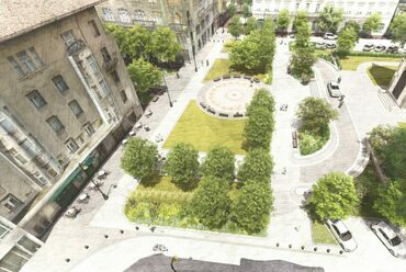A megújuló Bakáts tér átdolgozott, zöldebb tervei. Forrás: ferencvaros.hu