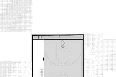 V30 Belvárosi sportközpont – Tervező: Skardelli György / KÖZTI – 3. emelet - tornatermi galéria