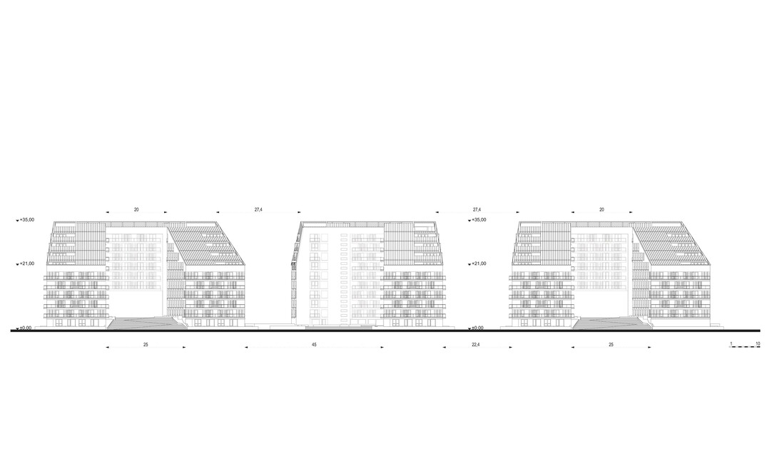 Elite Park déli homlokzat, 3 ütem – KAS Design Kft.