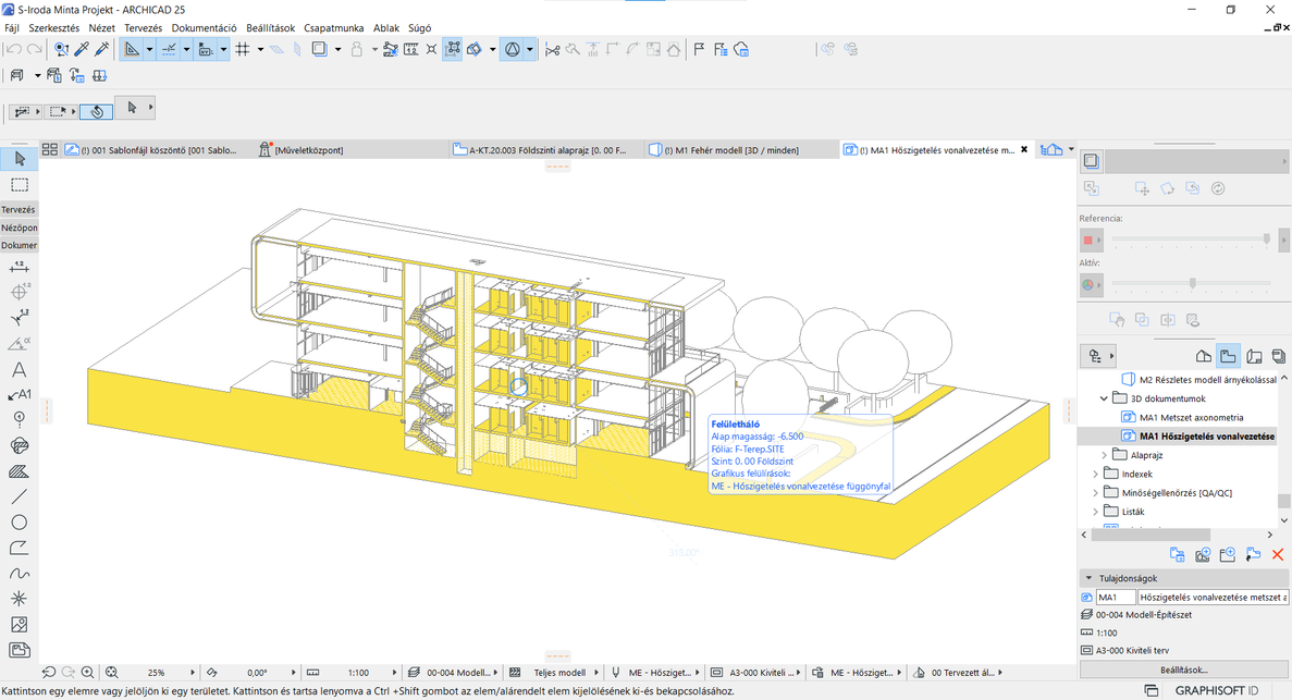 Archicad BIM Sablonfájl, Mintaépület QA hőszigetelés folytonosság