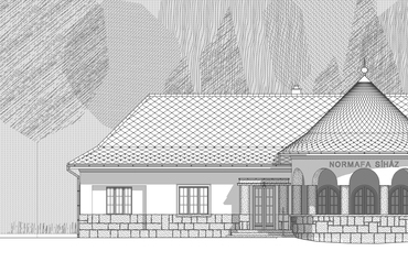 Normafa Síház rekonstrukciója és bővítése – délnyugati homlokzat – terv: Hetedik Műterem és Studio Konstella