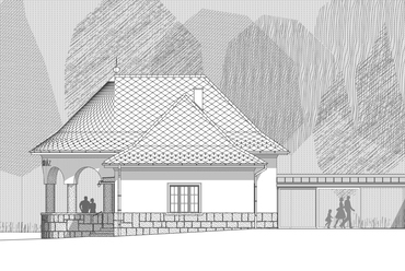 Normafa Síház rekonstrukciója és bővítése – délkeleti homlokzat – terv: Hetedik Műterem és Studio Konstella