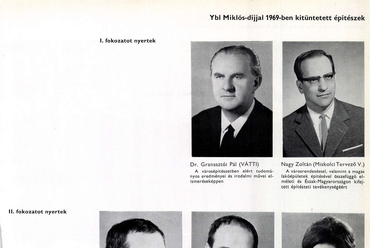 Spiró Éva portréja az 1969. évi Ybl-díjasok között. Forrás: Arcanum / Magyar Építőművészet 1969.
