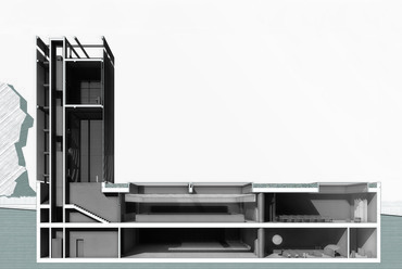 A CZITA Építész Iroda és az RJZS Architects terve a Recski Nemzeti Emlékpark pályázatán – torony metszet