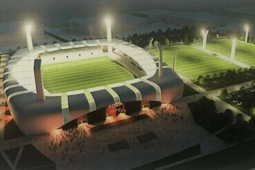 A végleges terveket előkészítő korábbi tanulmány a meg nem valósuló pécsi stadionról. Forrás pecsaktual.hu