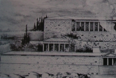Az Aszklépiosz templom elméleti rekonstrukciója Kósz szigetén, Görögországban, Forrás: MEDIart folyóirat, 2012/3.