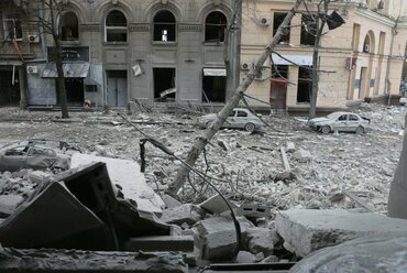 Harkiv orosz bombatámadás után, forrás: WikiMedia Commons