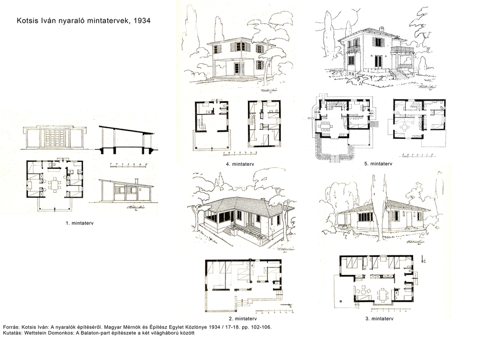 Kotsis Iván nyaraló mintatervei 1934-ből. Forrás: Építészfórum Archívum 