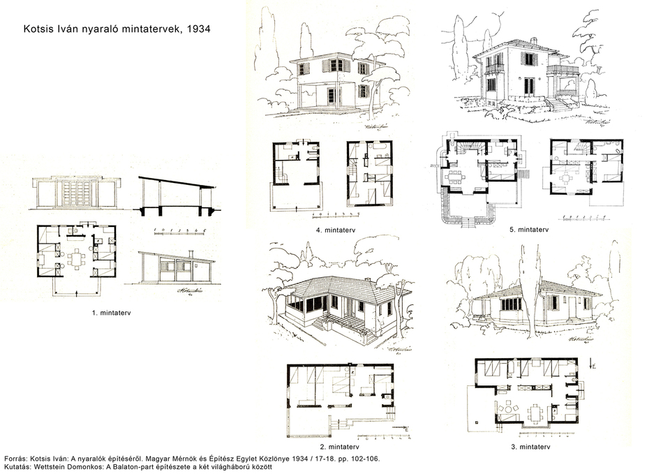 Kotsis Iván nyaraló mintatervei 1934-ből. Forrás: Építészfórum Archívum 