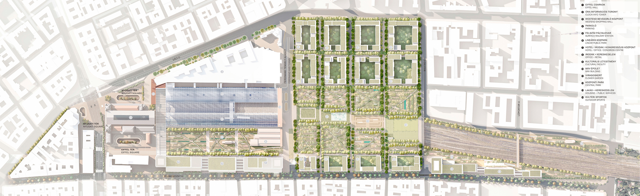 A Cruz y Ortiz Arquitectos + Estudio Lamela Arquitectos + Szántó és Mikó terve a Nyugati pályaudvar pályázatán