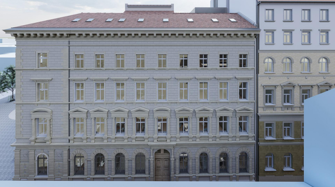 A Semmelweis Egyetem Fogorvostudományi Kar Fogászati és Szájsebészeti Oktató Intézet épületének felújítási terve. Forrás: ÉTDR