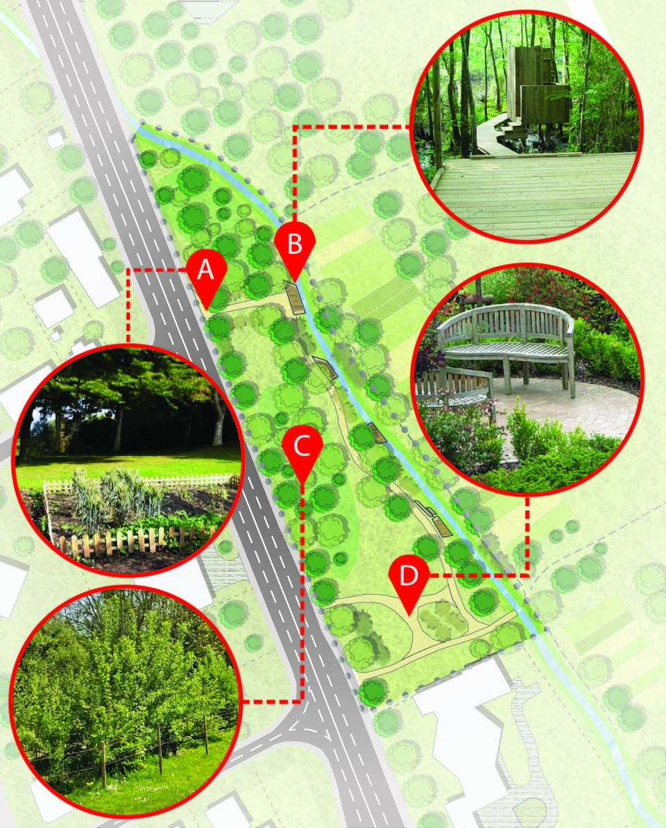 8. ábra: A szombathelyi JUSTNature Projekt keretében megvalósuló városi erdő koncepciója. Forrás: ABUD Mérnökiroda Kft.