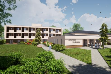 Részlet az Annavölgyi Szakiskola tervéből. Forrás: Előzetes Vizsgálati Dokumentáció / BluePlan Mérnökiroda Kft.	