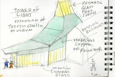 A Terezín Gettó Múzeum megújítására kiírt pályázat nyertes pályamunkája, a kortárs bővítmény terve, Építészet: SKUPINA és Steven Holl Architects