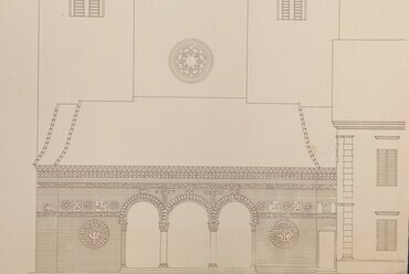 Tervváltozat a türjei templom előcsarnokához, Forrás: MÉM-MDK, Tervtár, Lux hagyaték, l.sz.: 01644