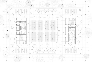 Soproni Multifunkcionális Konferencia- és Rendezvényközpont pályázat, alaprajz – tervező: Partizan Architecture
